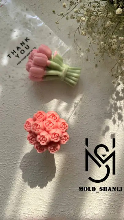 قالب سیلیکونی دسته گل بزرگ لاله ۱۰ سانت برای شمع سازی و رزین