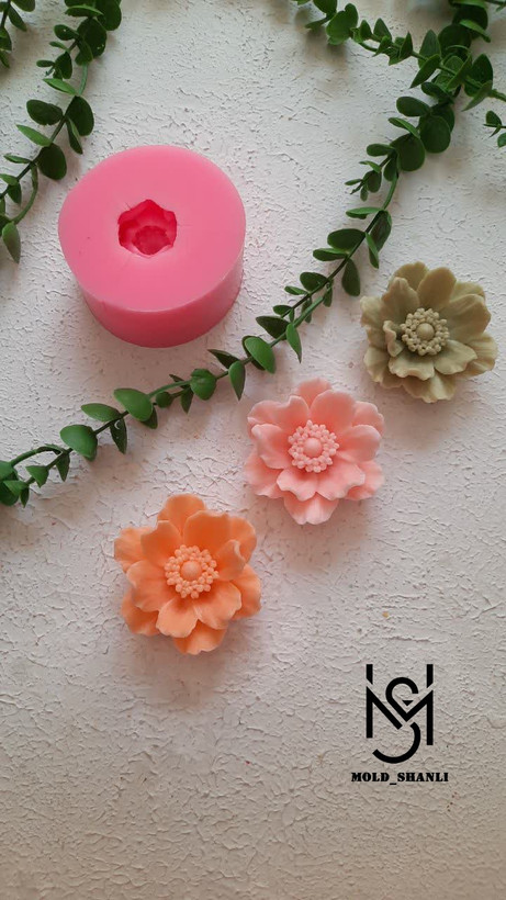 قالب سیلیکونی گل شقایق روسی 7 سانت برای شمع سازی و رزین