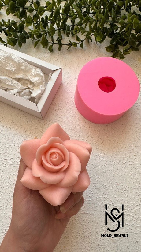 قالب سیلیکونی رز ژورنالی بزرگ 8 سانت برای شمع سازی و رزین